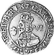 UK 6 Pence Charles I 1645 Lundy KM# 343.1 B F ET H REX B CAROLVS VI coin obverse UK 6 Pence Charles I 1645 Lundy KM# 343.1 B F ET H REX B CAROLVS VI coin obverse