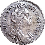 UK 6 Pence William III 1697 B KM# 496.2 GVLIELMVS∙ III∙DEI∙GRA B coin obverse