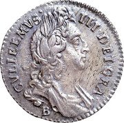 UK 6 Pence (William III First bust B below) KM# 484.13 GVLIELMVS∙ III∙DEI∙GRA∙ coin obverse UK 6 Pence (William III First bust B below) KM# 484.13 GVLIELMVS∙ III∙DEI∙GRA∙ coin obverse