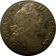 UK 6 Pence William III Third bust 1697 KM# 496.1 GVLIELMVS∙ III∙DEI∙GRA coin obverse