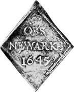UK 9 Pence Charles I 1645 KM# 369.2 OBS NEWARKE 1645 coin reverse UK 9 Pence Charles I 1645 KM# 369.2 OBS NEWARKE 1645 coin reverse