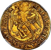 UK Angel (Elizabeth I) KM# E7 OELIZABET..D:G:ANG:FR:ET:HIB:REGINA coin obverse UK Angel (Elizabeth I) KM# E7 OELIZABET..D:G:ANG:FR:ET:HIB:REGINA coin obverse