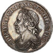 UK Crown Commonwealth Coin 1658 KM# 393.2 OLIVAR D GR P ANG SCO HIB & PRO coin obverse