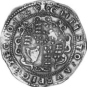 UK Crown Charles I 1645 Exeter Varieties exist. KM# 334.4 ∙CHRISTO:AVSPICE:REGNO∙1645∙ coin reverse UK Crown Charles I 1645 Exeter Varieties exist. KM# 334.4 ∙CHRISTO:AVSPICE:REGNO∙1645∙ coin reverse