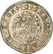 UK Crown Charles I ND Tower Mint mark: Sun. KM# 134 ∙:∙CHRISTO ∙ AVSPICE ∙ REGNO∙:∙ coin reverse UK Crown Charles I ND Tower Mint mark: Sun. KM# 134 ∙:∙CHRISTO ∙ AVSPICE ∙ REGNO∙:∙ coin reverse