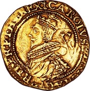 UK Crown Charles I ND Tower KM# 136 CAROLVS∙D:G:MAG:BRIT:FR:ET∙HIB:REX V coin obverse UK Crown Charles I ND Tower KM# 136 CAROLVS∙D:G:MAG:BRIT:FR:ET∙HIB:REX V coin obverse