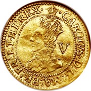 UK Crown Charles I ND Tower KM# 139 ∙CAROLVS∙D:G:MA:BR:FR:ET∙HI:REX∙ V coin obverse UK Crown Charles I ND Tower KM# 139 ∙CAROLVS∙D:G:MA:BR:FR:ET∙HI:REX∙ V coin obverse