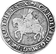 UK Crown Charles I ND KM# 130 ∙CAROLVS∙D:G:MAG:BRI:FRA:WT∙HIB:REX∙ coin obverse UK Crown Charles I ND KM# 130 ∙CAROLVS∙D:G:MAG:BRI:FRA:WT∙HIB:REX∙ coin obverse