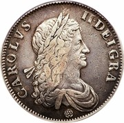 UK Crown Charles II 1662 KM# 417.2 CAROLVS∙II∙ DEI∙GRATIA coin obverse UK Crown Charles II 1662 KM# 417.2 CAROLVS∙II∙ DEI∙GRATIA coin obverse