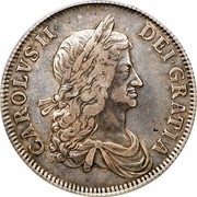 UK Crown Charles II 1662 KM# 417.4 CAROLVS ∙ II∙DEI∙GRA ∙ coin obverse UK Crown Charles II 1662 KM# 417.4 CAROLVS ∙ II∙DEI∙GRA ∙ coin obverse