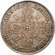 UK Crown Charles II 1662 KM# 417.4 MAG∙ BR∙FRA∙ ET∙HIB∙ REX∙16 62∙ CC CC CC CC coin reverse UK Crown Charles II 1662 KM# 417.4 MAG∙ BR∙FRA∙ ET∙HIB∙ REX∙16 62∙ CC CC CC CC coin reverse