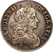 UK Crown Charles II 1666 KM# 422.1 CAROLVS∙II∙ DEI∙GRATIA coin obverse