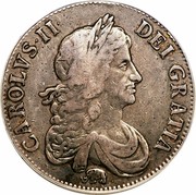 UK Crown Charles II 1666 KM# 422.2 CAROLVS∙II∙ DEI∙GRATIA coin obverse UK Crown Charles II 1666 KM# 422.2 CAROLVS∙II∙ DEI∙GRATIA coin obverse