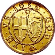 UK Crown Commonwealth of England (Sun) 1652 KM# 393.1 *YEAR* ∙ GOD ∙ WITH ∙ VS ∙ ∙V∙ coin reverse UK Crown Commonwealth of England (Sun) 1652 KM# 393.1 *YEAR* ∙ GOD ∙ WITH ∙ VS ∙ ∙V∙ coin reverse