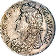 UK Crown James II 1687 KM# 463 IACOBVS∙II∙ DEI∙GRATIA coin obverse UK Crown James II 1687 KM# 463 IACOBVS∙II∙ DEI∙GRATIA coin obverse