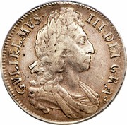 UK Crown William III 1696 KM# 494.1 GVLIELMVS ∙ III ∙ DEI ∙ GRA ∙ coin obverse UK Crown William III 1696 KM# 494.1 GVLIELMVS ∙ III ∙ DEI ∙ GRA ∙ coin obverse