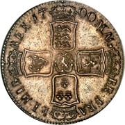 UK Crown William III 1700 KM# 494.3 MAG BR∙FRA ET∙HIB REX∙17 00∙ coin reverse UK Crown William III 1700 KM# 494.3 MAG BR∙FRA ET∙HIB REX∙17 00∙ coin reverse