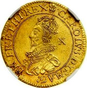 UK Double Crown Charles I (1625-1642) Tower KM# 144 ∙CAROLVS∙D:G:MAG: BR∙FR:ET∙HI:REX∙ X coin obverse UK Double Crown Charles I (1625-1642) Tower KM# 144 ∙CAROLVS∙D:G:MAG: BR∙FR:ET∙HI:REX∙ X coin obverse