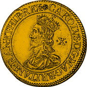UK Double Crown Charles I (1631-1632) First milled Briot issue. KM# 169 CAROLVS∙D:G:MAG∙BRITAN∙FRAN∙ET∙HIB∙REX ∙X∙ coin obverse UK Double Crown Charles I (1631-1632) First milled Briot issue. KM# 169 CAROLVS∙D:G:MAG∙BRITAN∙FRAN∙ET∙HIB∙REX ∙X∙ coin obverse