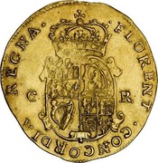 UK Double Crown Charles II (1st Issue) (1660) KM# 413 ∙FLORENT∙CONCORDIA∙REGNA∙ C R coin reverse UK Double Crown Charles II (1st Issue) (1660) KM# 413 ∙FLORENT∙CONCORDIA∙REGNA∙ C R coin reverse