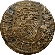 UK Farthing Charles I Maltravers type ND Maltravers Issue (1634-36). Contract passed to Lord Maltravers. Round shape. KM# 173 FRAN:ET:HIB:REX coin reverse UK Farthing Charles I Maltravers type ND Maltravers Issue (1634-36). Contract passed to Lord Maltravers. Round shape. KM# 173 FRAN:ET:HIB:REX coin reverse