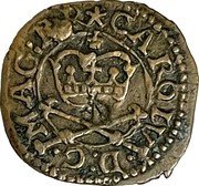 UK Farthing Charles I Rose ND Rose Farthing. Varieties exist. KM# 177 CAROLVS D∙ G∙ MAG∙ BRI coin obverse UK Farthing Charles I Rose ND Rose Farthing. Varieties exist. KM# 177 CAROLVS D∙ G∙ MAG∙ BRI coin obverse