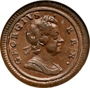 UK Farthing George I 1722 KM# 556 GEORGIVS ∙ REX ∙ coin obverse UK Farthing George I 1722 KM# 556 GEORGIVS ∙ REX ∙ coin obverse