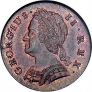 UK Farthing George II 1741 KM# 581.1 GEORGIUS ∙ - II ∙ REX ∙ coin obverse UK Farthing George II 1741 KM# 581.1 GEORGIUS ∙ - II ∙ REX ∙ coin obverse