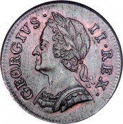 UK Farthing George II 1750 KM# 581.2 GEORGIVS ∙ II ∙ REX ∙ coin obverse UK Farthing George II 1750 KM# 581.2 GEORGIVS ∙ II ∙ REX ∙ coin obverse