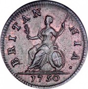 UK Farthing George II 1750 KM# 581.2 BRITAN NIA ∙ coin reverse UK Farthing George II 1750 KM# 581.2 BRITAN NIA ∙ coin reverse