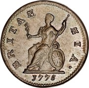 UK Farthing George III 1775 Contemporary counterfeits are quite common. KM# 602 BRITAN NIA ∙ coin reverse