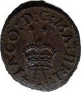 UK Farthing James I ND KM# 52 IACO:D:G:MA:BRI: coin obverse UK Farthing James I ND KM# 52 IACO:D:G:MA:BRI: coin obverse