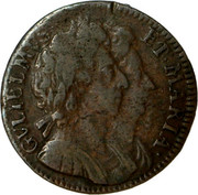 UK Farthing William & Mary 1694 KM# 466.2 GVLIELMVS ET MARIA coin obverse