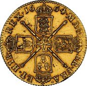 UK Guinea Charles II 1664 KM# 423.2 MAG BR FRA ET HIB REX 16 64 coin reverse
