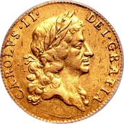 UK Guinea Charles II 1666 KM# 424.1 CAROLVS∙II∙ DEI∙GRATIA coin obverse UK Guinea Charles II 1666 KM# 424.1 CAROLVS∙II∙ DEI∙GRATIA coin obverse