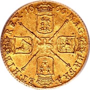 UK Guinea Charles II 1666 KM# 424.1 MAG∙ BR∙FRA∙ ET∙HIB∙ REX∙*YEAR*∙ coin reverse UK Guinea Charles II 1666 KM# 424.1 MAG∙ BR∙FRA∙ ET∙HIB∙ REX∙*YEAR*∙ coin reverse