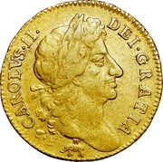 UK Guinea Charles II 1682 KM# 440.2 CAROLVS∙II∙ DEI∙GRATIA coin obverse UK Guinea Charles II 1682 KM# 440.2 CAROLVS∙II∙ DEI∙GRATIA coin obverse