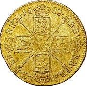 UK Guinea Charles II 1682 KM# 440.2 MAG∙ BR∙FRA∙ ET∙HIB∙ REX∙*YEAR*∙ coin reverse UK Guinea Charles II 1682 KM# 440.2 MAG∙ BR∙FRA∙ ET∙HIB∙ REX∙*YEAR*∙ coin reverse