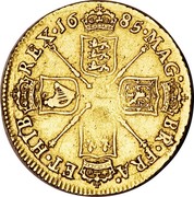 UK Guinea William and Mary 1685 KM# 453.1 MAG∙ BR∙FRA∙ ET∙HIB∙ REX∙*YEAR*∙ coin reverse UK Guinea William and Mary 1685 KM# 453.1 MAG∙ BR∙FRA∙ ET∙HIB∙ REX∙*YEAR*∙ coin reverse