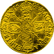 UK Guinea William III 1698 KM# 498.2 MAG∙ BR∙FRA∙ ET∙HIB∙ REX∙*YEAR* coin reverse UK Guinea William III 1698 KM# 498.2 MAG∙ BR∙FRA∙ ET∙HIB∙ REX∙*YEAR* coin reverse