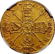 UK Guinea William III 1701 KM# 498.1 MAG - BR ∙ FRA - ET ∙ HIB - REX ∙ coin reverse UK Guinea William III 1701 KM# 498.1 MAG - BR ∙ FRA - ET ∙ HIB - REX ∙ coin reverse