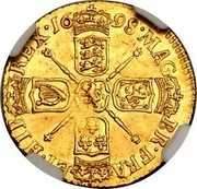 UK Half Guinea William III 1698 KM# 487.3 MAG - BR ∙ FRA - ET ∙ HIB ∙ - REX coin reverse UK Half Guinea William III 1698 KM# 487.3 MAG - BR ∙ FRA - ET ∙ HIB ∙ - REX coin reverse