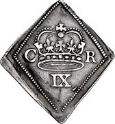 UK IX Pence Newark 1646 KM# 369.1 C R IX coin reverse UK IX Pence Newark 1646 KM# 369.1 C R IX coin reverse
