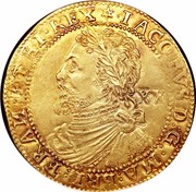 UK Laurel James I (Second laureate bust) (1619-1625) Many minor varieties exist. KM# 73 ∙IACOBVS D:G:MA:BRI:FRAN:ET HI:REX XX coin obverse UK Laurel James I (Second laureate bust) (1619-1625) Many minor varieties exist. KM# 73 ∙IACOBVS D:G:MA:BRI:FRAN:ET HI:REX XX coin obverse
