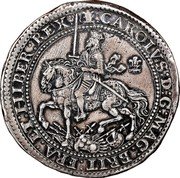 UK Pound Charles I 1643 Oxford KM# 238.2 CAROLVS D G MAG BRIT FRA ET HIBER REX coin obverse