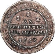 UK Pound Charles I 1643 Oxford KM# 238.2 XX ... ANG LIBER PAR 1643 coin reverse