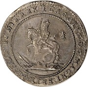 UK Pound Charles I 1642 Oxford KM# 239.2 CAROLVS:D:G:MAGNI:BRITANI:FRANC:ET:HIBER:REX coin obverse UK Pound Charles I 1642 Oxford KM# 239.2 CAROLVS:D:G:MAGNI:BRITANI:FRANC:ET:HIBER:REX coin obverse