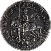UK Pound Charles I 1644 Oxford KM# 340 CAROLVS:D:G:MAG:BRIT:FRA:ET HIBER:REX coin obverse