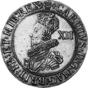 UK Shilling Charles I (1625-1649) Tower Mint marks: Plume, rose. KM# 104 ∙:∙CAROLVS∙D:G:MAG:BRIT:FR:ET∙HIB:REX∙:∙ XII coin obverse UK Shilling Charles I (1625-1649) Tower Mint marks: Plume, rose. KM# 104 ∙:∙CAROLVS∙D:G:MAG:BRIT:FR:ET∙HIB:REX∙:∙ XII coin obverse