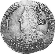 UK Shilling Charles I (1638-1639) Briot Hammered Issue. KM# 187 ∙CAROLVS∙D:G:MAG:BRI:FRA:ET∙HI:REX∙ XII coin obverse UK Shilling Charles I (1638-1639) Briot Hammered Issue. KM# 187 ∙CAROLVS∙D:G:MAG:BRI:FRA:ET∙HI:REX∙ XII coin obverse